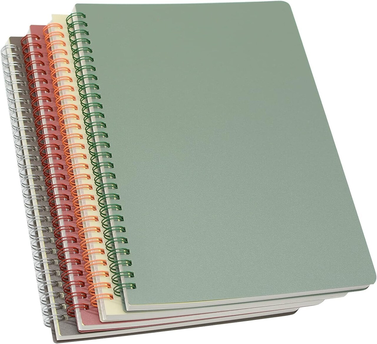 Spiral Notebook, 4 Pcs 4 Color 9.8 Inch x 6.9 Inch B5 Thick Plastic Hardcover 7mm College Ruled Paper 80 Sheets (160 Pages) Journal for School and Office Supplies